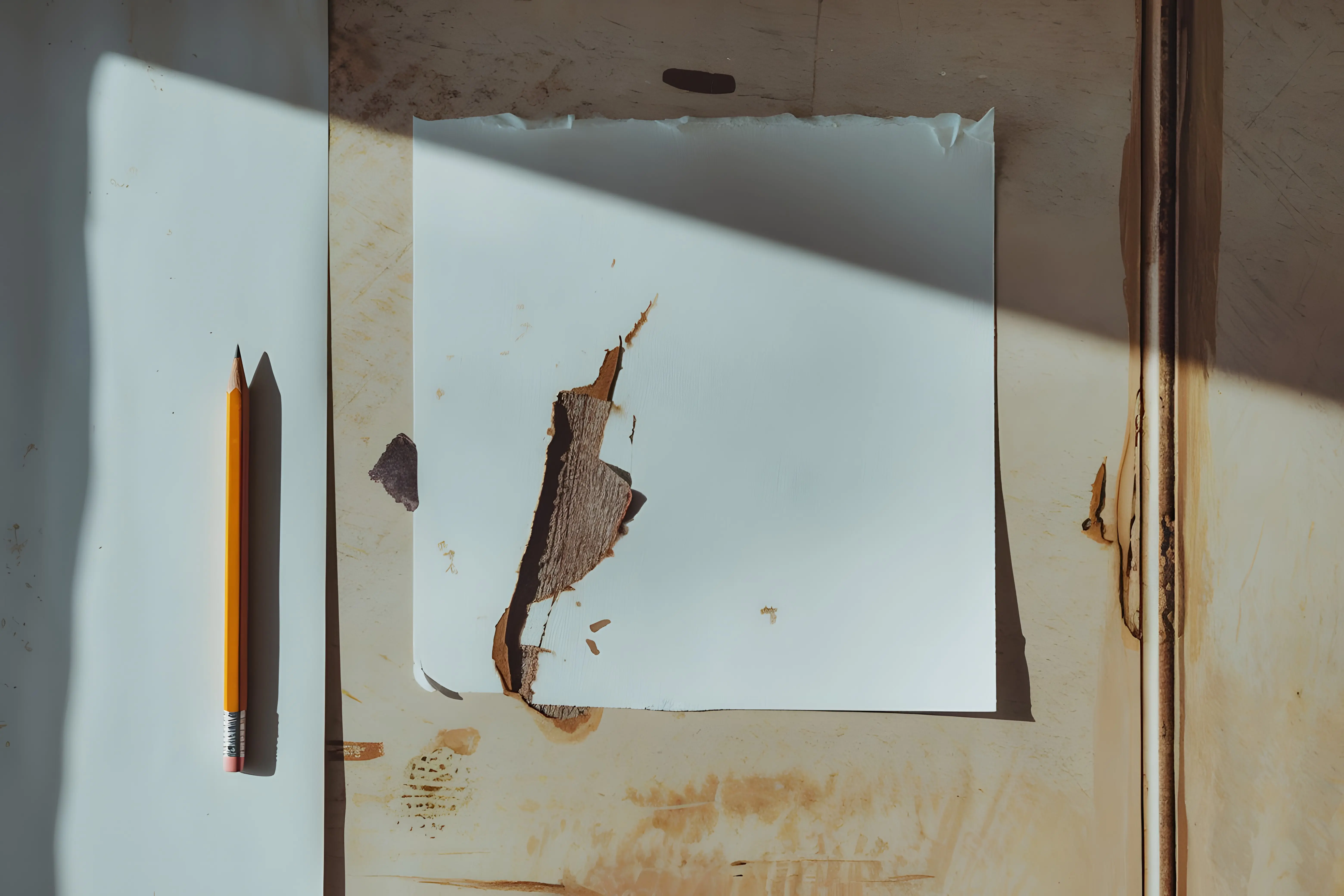 Ein Stück Papier wurde abgerissen.